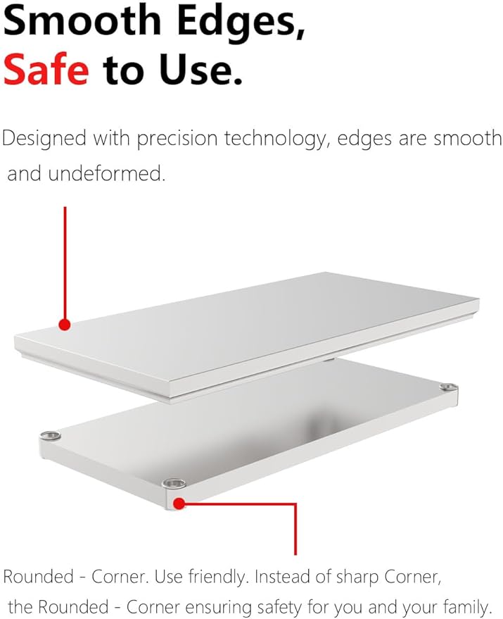 Stainless Steel Commercial Kitchen Prep Table, 39x20 Inch, NSF Work Table with Undershelf, 5-Layer Wire Drawing Process, Easy Installation (32IN*20IN*30IN*Double-Deck Workbench)