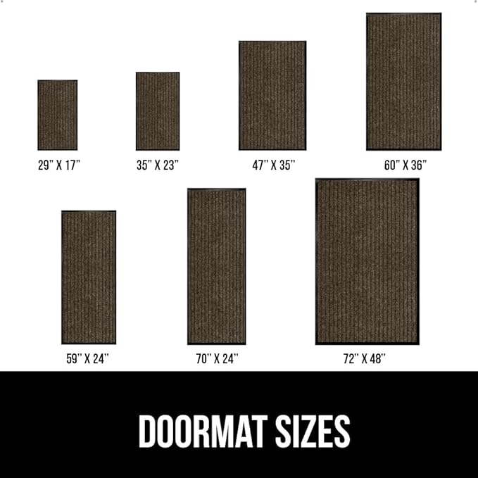 GORILLA GRIP Waterproof Traffic Guard Door Mat, Heavy Duty Entryway Mats, Strong Rubber Back Commercial Utility Rugs for Office Hallway, Garage Floor and Home, Low Profile Carpet Runner, 29x17, Brown