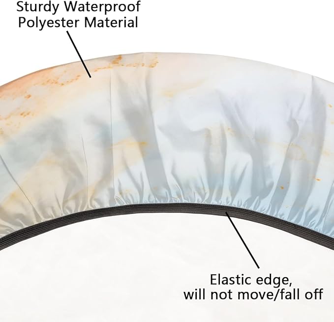 Marble Ripple Orange Blue Round Table Cloth Cover, Elastic Edge Waterproof Wipeable Tablecloths 36"-42" Polyester Tablecloth for Party Restaurant Banquet Holiday Camping Outdoor Picnic