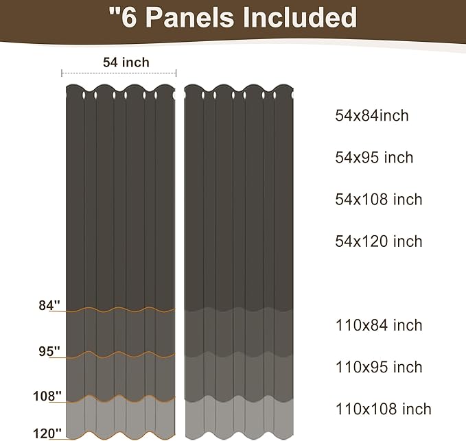 HolidayIdeas Waterproof Patio Outdoor Curtains with Rod Pocket 6 Panels- UV & Privacy Protect Weatherproof Gazebo Outdoor Drapes for Porch, Balcony, Apartment, Sliding Glass Door, Navy, 54x84 Inch