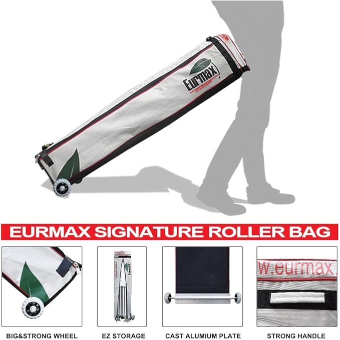Eurmax USA 10'x20' Pop Up Canopy Tent Commercial Instant Canopies with Heavy Duty Roller Bag,Bonus 6 Sand Weights Bags (Turquoise)
