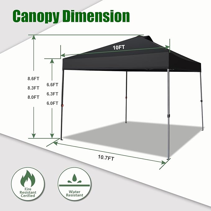 Eurmax USA NOMATTER ONE-Person Open&Close 10x10ft Pop Up Canopy Tent，Portable Shelter Canopy for Outdoor Events，Instant Canopies, Temporary Sunshade,Bonus 4 Sand Bags(Red)