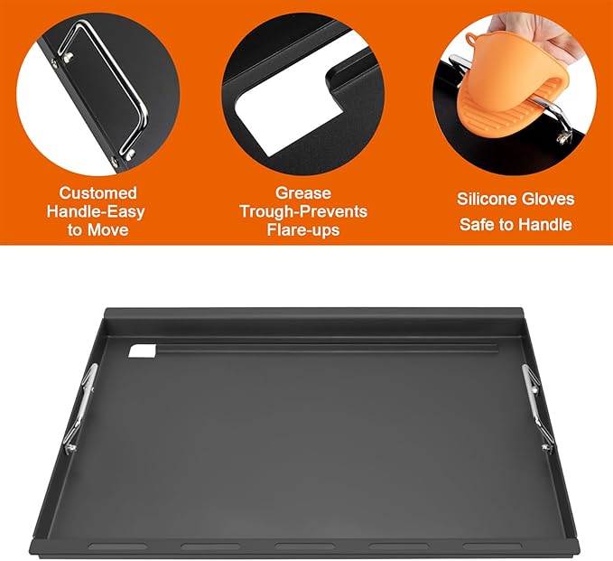 Full-Size Griddle Inserts for Weber Spirit 300 & Spirit II 300 Series Grills, Flat Top Griddle for Weber Spirit I & II E-310 E-320 S-310 S-320, Grill Griddle Replace for 6787