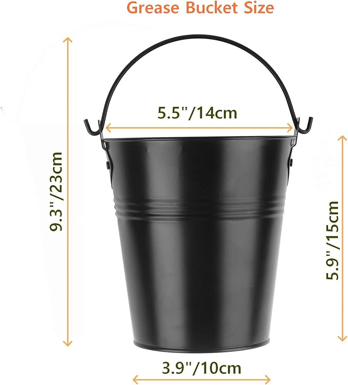 Firsgrill Wood Pellet Grease Bucket Liners for Traeger，Z Grill，Pit Boss (1, Black Bucket)