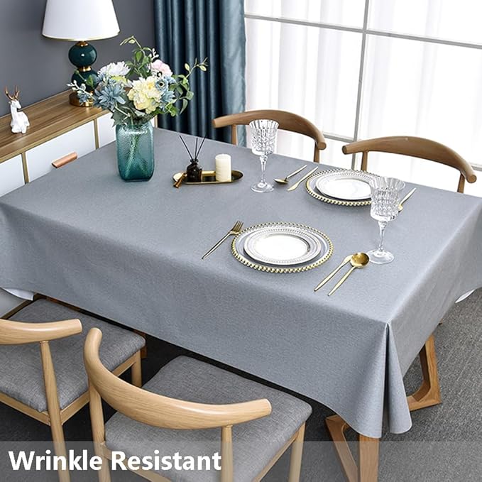TruDelve Plastic Table Cloth for Rectangle Tables Grey Vinyl Tablecloth Waterproof Wipeable Oilcloth Tablecloths for Parties Dining Table Cover (54'' x 72'', Pure Gray)