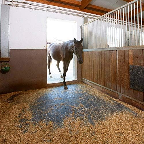 American Floor Mats - Heavy Duty Stall Tiles - Stable/Horse Tiles - Thick, Durable Rubber Flooring Solid Black 8' x 8' Set 3/8" Thick (16 Tiles Total)