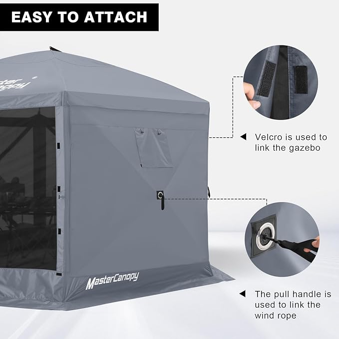 MASTERCANOPY Wind Screen Side Panel with Window for 10x10 Escape Screen Shelter Canopy Tent - Weatherproof, UV Resistant Sun Shade Attachment Accessory (Coffee Brown, 1 Pack)