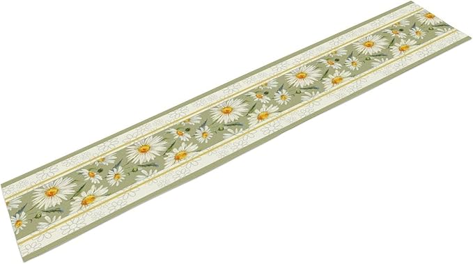 Daisy Flower Table Runner, Summer Watercolor Plants Floral Spring Garden Table Cover for Farmhouse Kitchen Dining Room Party Picnic Table Decor, 13x90inch