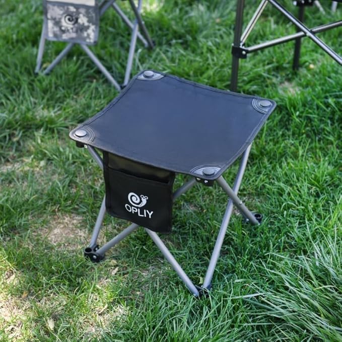 Opliy Camping Stool 2 Pack,13 Inch Portable Folding Stool for Outdoor Gardening and Beach Hiking Fishing,Foot Stool with Carry Bag (Black)
