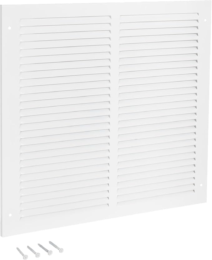 EZ-FLO 14 x 14 Inch (Duct Opening) Return Air Vent Cover for Wall or Ceiling, Solid Steel Return Air Grille, HVAC Vent Cover, White, 61640