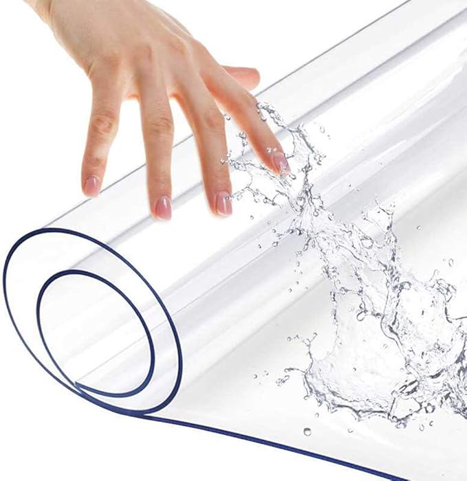 Glass Clear Plastic Table Protector Wooden Furniture PVC Tablecloth Cover Long Vinyl Table Liner Waterproof Wipeable Topper Pad for Granite Countertop Dining Tables Mat Desk Pad Rectangular 30x72 inch