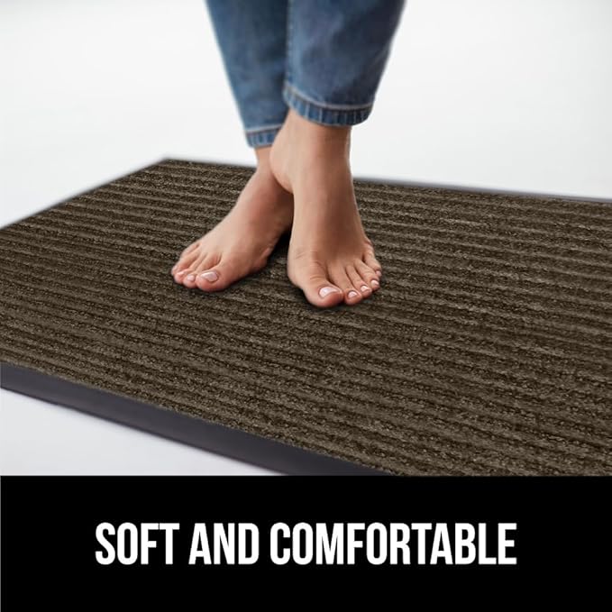 GORILLA GRIP Waterproof Traffic Guard Door Mat, Heavy Duty Entryway Mats, Strong Rubber Back Commercial Utility Rugs for Office Hallway, Garage Floor and Home, Low Profile Carpet Runner, 29x17, Brown