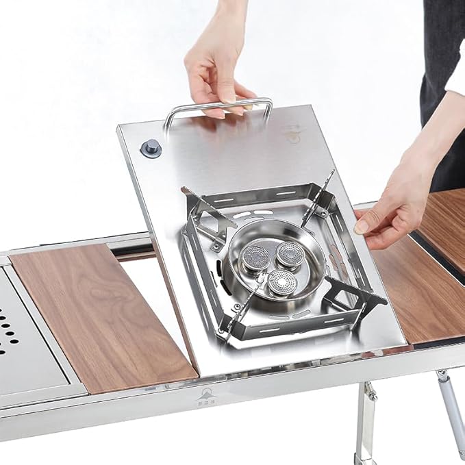 Wild Journey IGT Slammer Folding Gas Barbecue Grill BBQ Home Outdoor Vacation Travel Camping Stainless Steel Kitchenware Stove (IGT Gas Stove（Primary Color）)