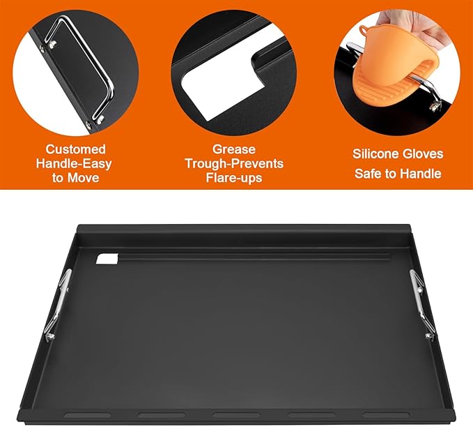 Full-Size Griddle Inserts for Weber Summit 400 Gas Grills, Flat Top Griddle Replacement Parts for Summit E-420 E-450 E-470 S-470, Replace for Weber 67550 Grates
