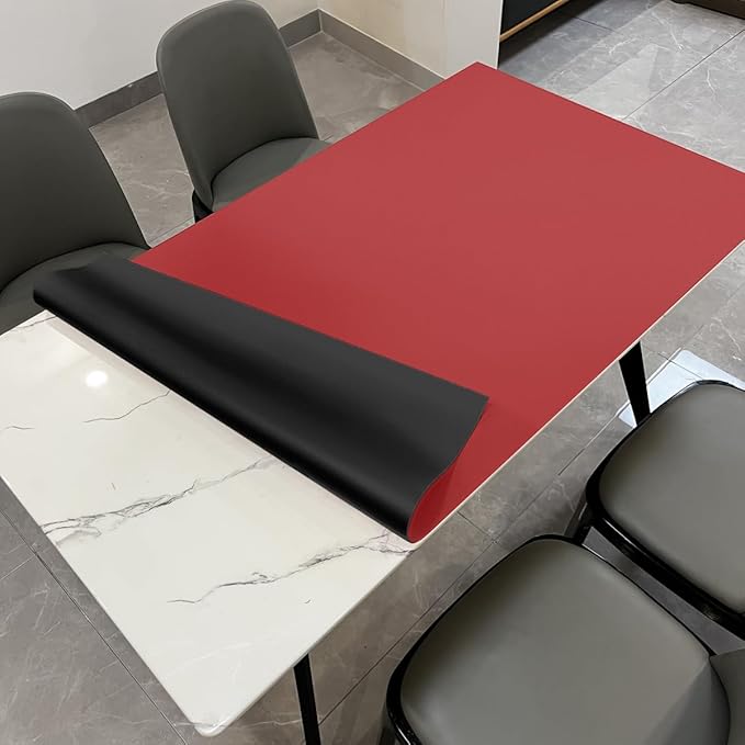 Leather Table Pad,1.8mm Thick,40x84 Inch,Dining Table Pad,Table Pads for Dining Room Table Rectangular,Table Protector for Dining Room Table,Dining Table Cover(Black+Wine Red,40x84)