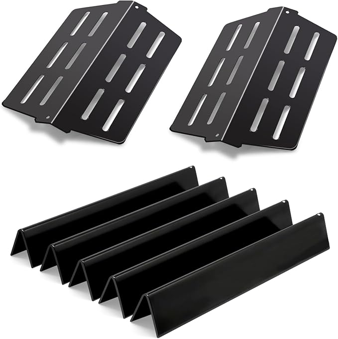 Grill Parts Replacement for Weber Genesis 300 Series Grill with Front Control Knob Genesis E310 E320 E330 S310 S320 S330, 17.5 inch 7620 Flavorizer Bars and 65505 Heat Deflectors