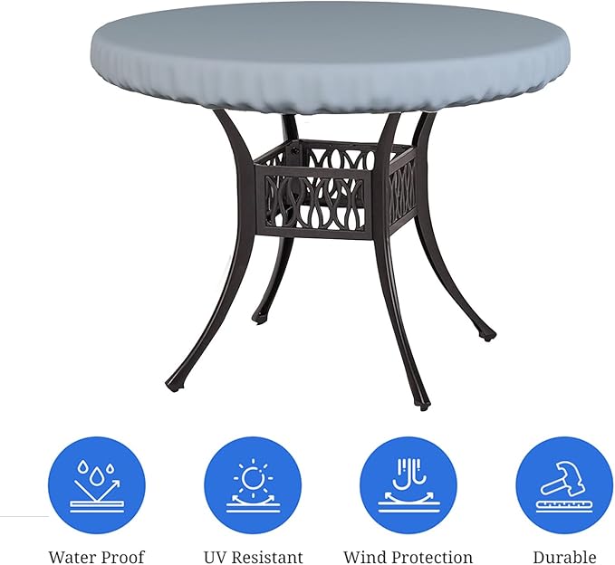 Covers & All Round Table Top Cover, 18 Oz Heavy Duty Waterproof UV & Weather Resistant Patio Table Cover, Outdoor Table Cover for Patio Outdoor Furniture & Coffee Table (30" Dia x 4 H Inches, Gray)