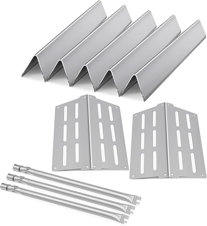 Genesis 300 Grill Parts 7620 Flavorizer Bars for Weber Genesis E310 E320 E330 S310 EP330 with 3pcs Burner 65505 Heat Deflectors Stainless Steel Replacement Parts for Weber Genesis 300 Series