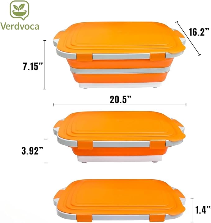 30L Orange & 16L Black Collapsible BBQ Prep Tub
