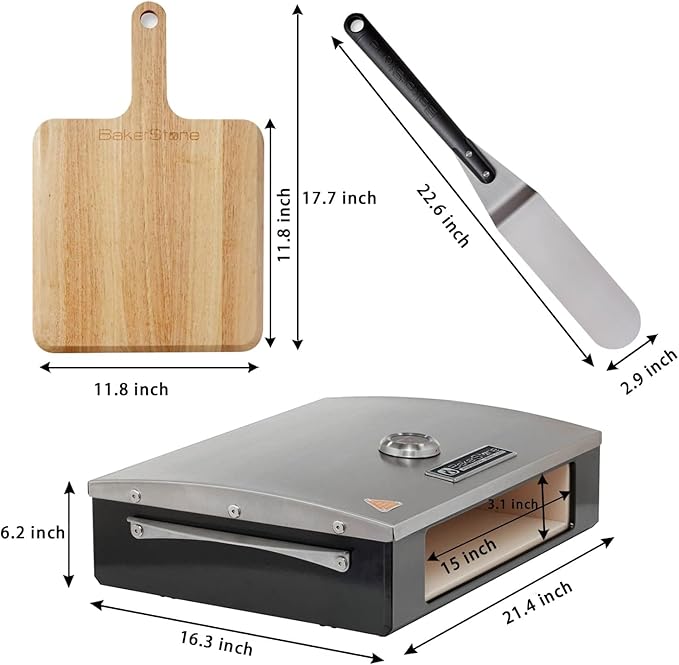 BakerStone Pizza Oven for Grill Top, 5-sided Pizza Stone Outdoor Pizza Oven Enamel Stainless Steel Pizza Stone Box Oven Grill for Garden Outside Backyard, Professional Series
