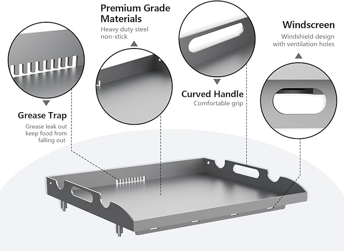 Flat Top Tabletop Griddle Replacement Top for Blackstone 17" Flat Top Grill 1814 1832 1819 1650, Griddle Top Replacement Parts for 17 Inch Blackstone with Rear Grease System & Handy Handle