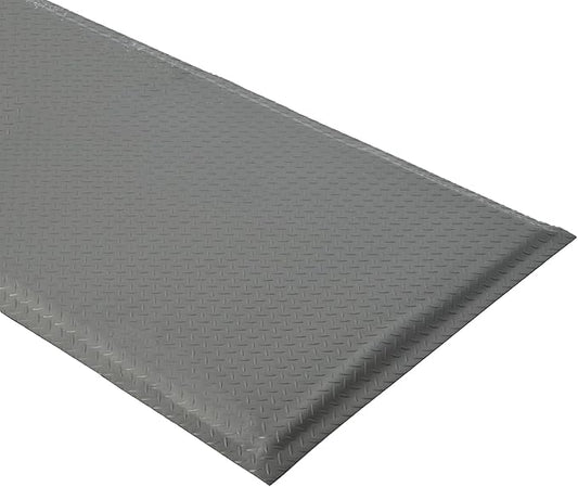 3 x 6 FT Anti Fatigue Mats Industrial 15/16 Inch Thick Soft Sponge Ergonomic Mat Durable Heavy Duty Diamond Plate for Standing Non Slip Industrial Grade Floor Mat for Leg & Back Pain (Gray)