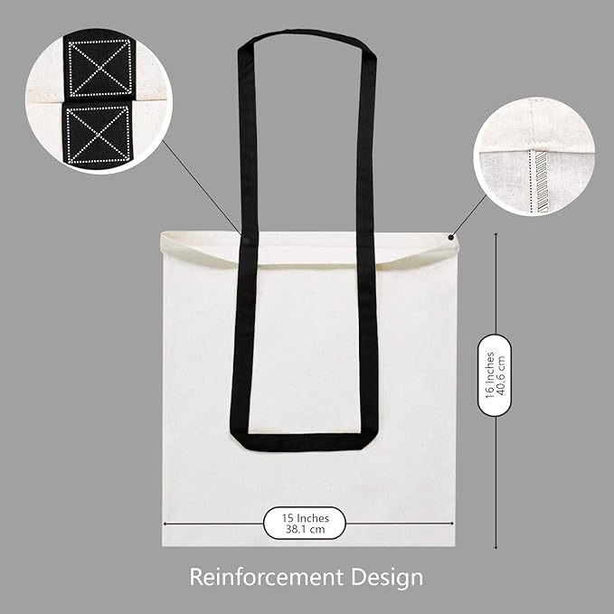 TOPDesign 12-Pack Economical Cotton Tote Bag, Lightweight Medium Reusable Grocery Shopping Cloth Bags, Suitable for DIY, Advertising, Promotion, Gift, Activity