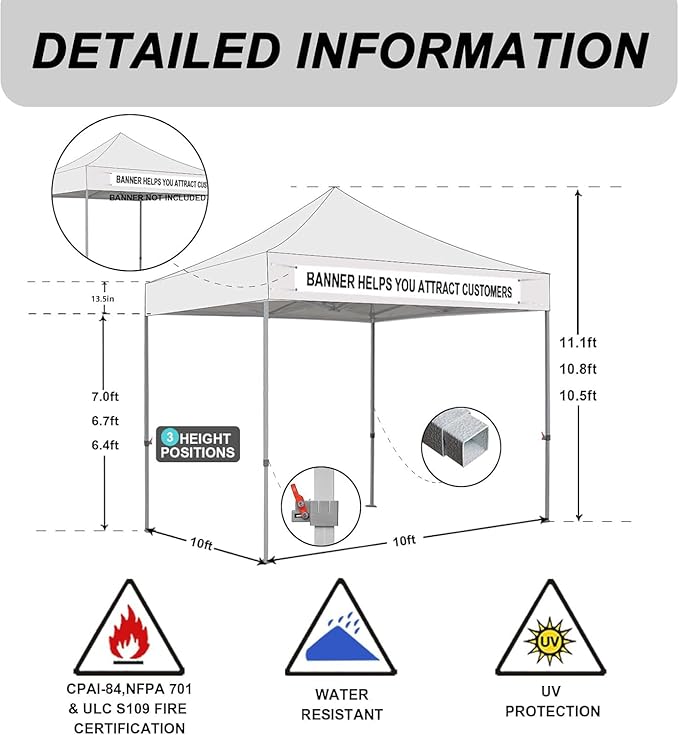 Eurmax USA Standard 10x10ft Patio Pop Up Canopy Tent for Outdoor Events Commercial Instant Canopies with Heavy Duty Roller Bag,Bonus 4 Canopy Sand Bags(Silver Coating Top,Red)