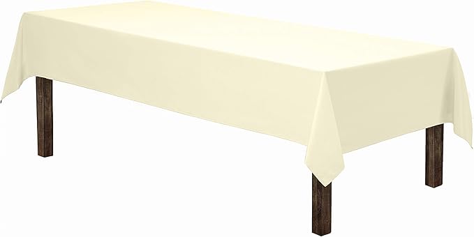 Gee Di Moda Rectangle Tablecloth - 60 x 84 Inch Ivory Table Cloth for 5 Foot Rectangle Tables - Heavy Duty Washable Fabric - for Holiday Party, Dinner, Weddings, Baby Shower & Events