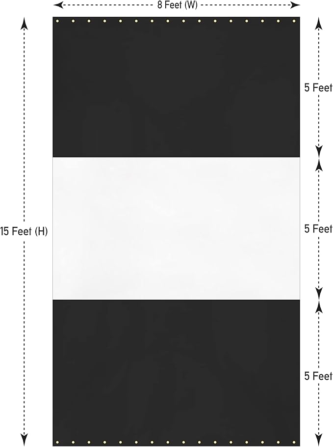 Covers & all Outdoor Clear Panel Curtain, 12 oz Vinyl Outdor Curtains for Patio, Waterproof & Weather Resistant Tarp with Brass Grommets for Pergola, Porch, Gazebos, Balcony (15' H X 8' W feet, Black)