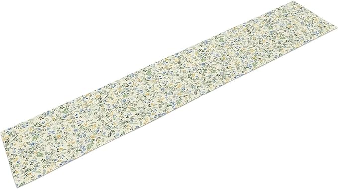 Rustic Flower Table Runner, Spring Sage Green Eucalyptus Leaves Watercolor Floral Flower Plant Leaves Print Table Cover for Dinning Holiday Home Picnic Party Decor, 13x108inch