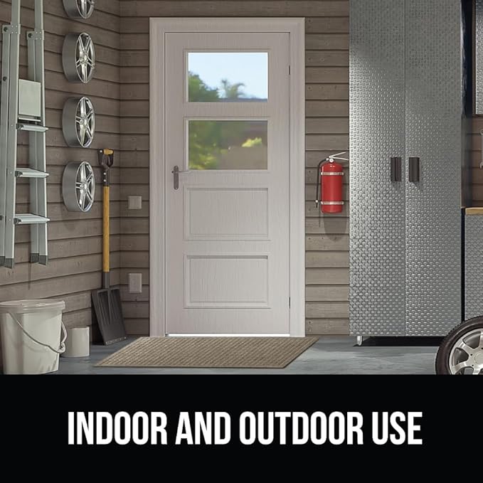 GORILLA GRIP Front Door Mat, Indoor Outdoor Ultra Absorbent HydroAbsorb Doormat, Absorbs Up to 1.7 Cups of Water, Stain and Fade Resistant, Rubber Backing Doormats, Captures Dirt, 29x17 Beige