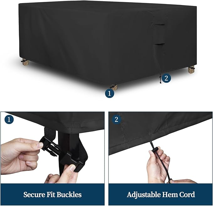 Easy-Going Square Patio Furniture Cover Waterproof Outdoor Dining Table and Chair Cover Anti-UV Outside Sectional Sofa Set Covers (64"L x 64"W x 28"H, Black)