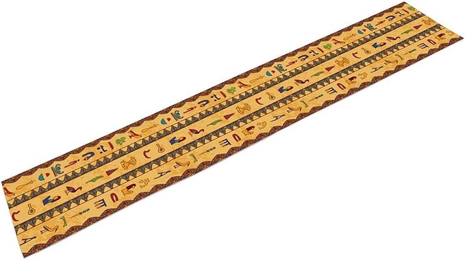 Egyptian Table Runner, Colorful Ancient Egyptian Hieroglyphs Floral Geometric Table Runner for Kitchen Family Dining Holiday Party Farmhouse 13x108in