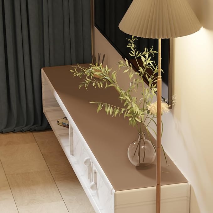 Table Cover Rectangle - 16x36 Inch Waterproof Can Cover Up Defects Protect The Surface of Furniture from Scratches Can Be Used for Dresser Bedside Table(Mud Color+Champagne Gold 16x36)