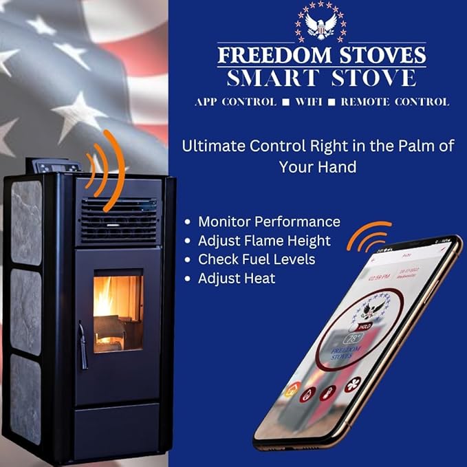 Freedom Stoves Freestanding Independence PS21 Pellet Stove with Battery Backup, Wi-Fi Capability, and Removable Legs - Heats up to 1800 sq ft. (Sandstone Grey)