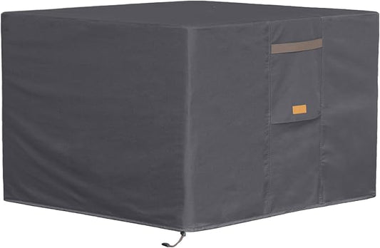 Fire Pit Cover 600D Heavy Duty Waterproof Fabric With PVC Coating Square 32" Wx 32" D x 24" H Dark Grey Fits for 28-32 Inch Fire Pit Table Fade Resistant Outdoor Firepit Cover