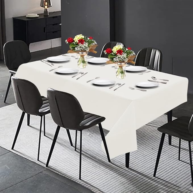 PARTY BARGAINS 40 Disposable Table Covers - 54" X 108", 3 Ply Paper & Plastic White Table Cover