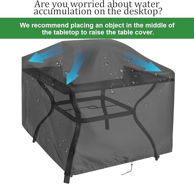 Outdoor Table Cover Square 60 inch Patio Table Cover Waterproof Patio Furniture Covers Rectangular for Outside Small Table and Chair Sets, Fire Pit, Coffee Table, Ottoman -60"L x 60"W x 28"H