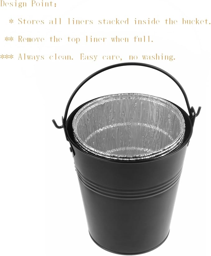 Firsgrill Grease Bucket & Liners Replacment Traeger Drips 20/22/34 Series, Pit Boss Z Grill, Green Mountain, etc Pellet Wood Grill Smoker Buckets (16, Bucket +Liners)