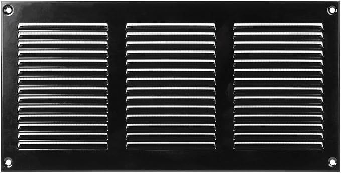 Repa Market 5-Pack 12x6 Inch Air Vent Cover/Black Galvanized Steel Louvered Grill Cover with Mesh Screen/Wall or Ceiling Vent/Durable Flush Mount HVAC Register for Indoor and Outdoor Ventilation
