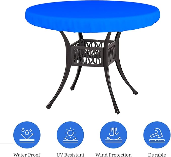Covers & All Round Table Top Cover, 18 Oz Heavy Duty Waterproof UV & Weather Resistant Patio Table Cover, Outdoor Table Cover for Patio Outdoor Furniture & Coffee Table (36" Dia x 4 H Inches, Blue)