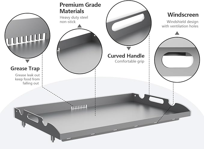 Upgrade Flat Top Griddle Replacement Top for Blackstone 28" Griddles 1517 1803 1924 1883, Steel Griddle Top Replacement for 28 Inch Blackstone with Rear Grease System & Handy Handle
