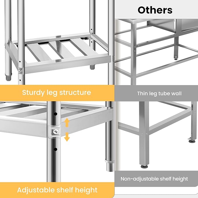 Stainless Steel Utility Sink, 39'' Free Standing Single Bowl Kitchen Sink with Drawer, Cold and Hot Water Pipe, Indoor and Outdoor for Laundry Room Farmhouse Kitchen(39 inch)