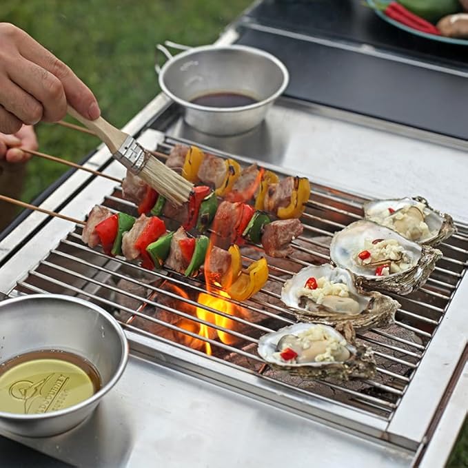 WILD JOURNEY Camping Charcoal Grill for IGT Table, Folding Barbecue Grill with Carry Bag, Portable BBQ Grill for Outdoor Car Camping Cooking Tailgating