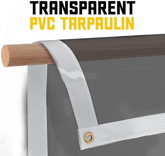 Core Tarps 20 Mil Extreme Heavy Duty Clear Tarp with Gromments - 7x9ft Super Clear Tarps Heavy Duty Waterproof Vinyl Tarpaulin, Transparent Tarp for Outdoor, Camping & Construction, Clear Grey