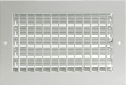 10"w X 8"h Adjustable AIR Supply Diffuser - HVAC Vent Cover Sidewall or Ceiling - Grille Register - High Airflow - White [Outer Dimensions: 11.75"w X 9.75"h]
