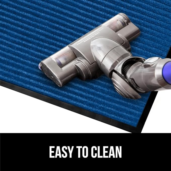 GORILLA GRIP Waterproof Traffic Guard Door Mat, 59x24, Heavy Duty Entryway Mats, Strong Rubber Back Commercial Utility Rugs for Office Hallway, Garage Floor and Home, Low Profile Carpet Runner, Blue