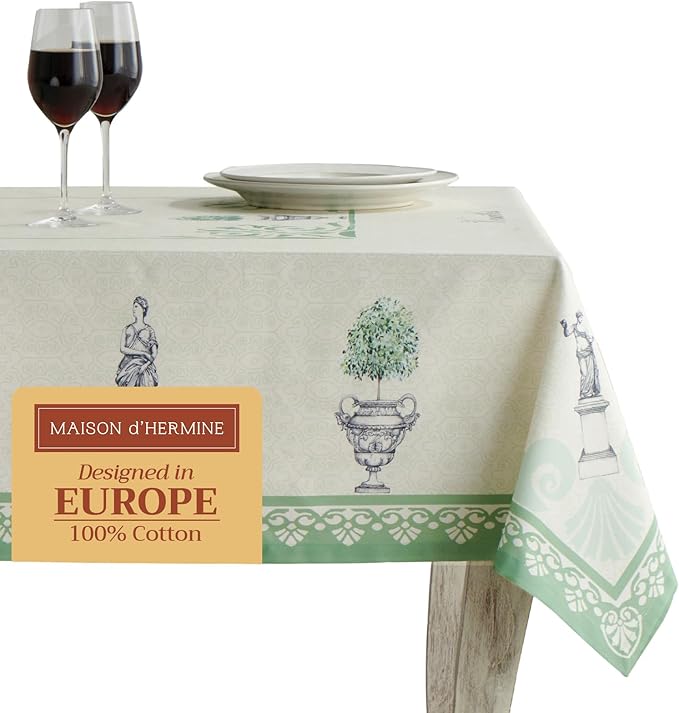 Maison d' Hermine Table Cloth Rectangle Table 100% Cotton 54 x 72 Inches Tablecloth Reusable Decorative for Dining Room, Farmhouse, Home, Party, Festive & Wedding Spring Summer - Jardin Du Roy