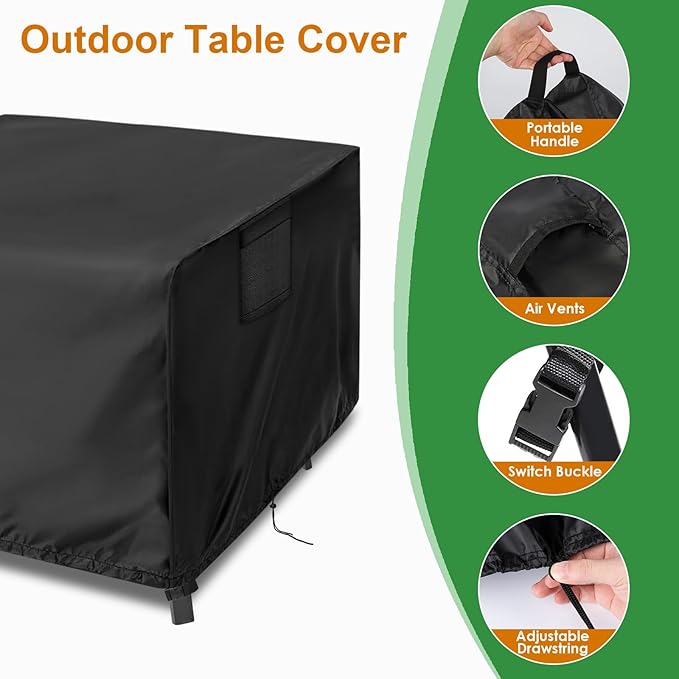 Outdoor Table Cover Square 42 inch Patio Table Cover Waterproof Patio Furniture Covers Rectangular for Outside Small Table and Chair Sets, Fire Pit, Coffee Table, Ottoman -42"L x 42"W' x 28"H